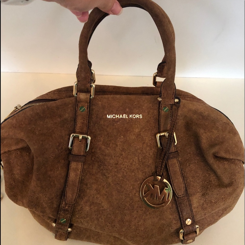 RARE -Michael Kors Bedford Ostrich bowling satchel